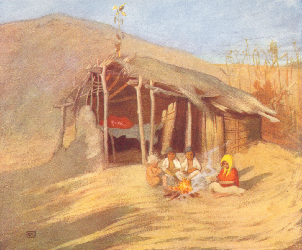 TRADITIONAL DRESS. A Gipsy Home 1909 old antique vintage print picture